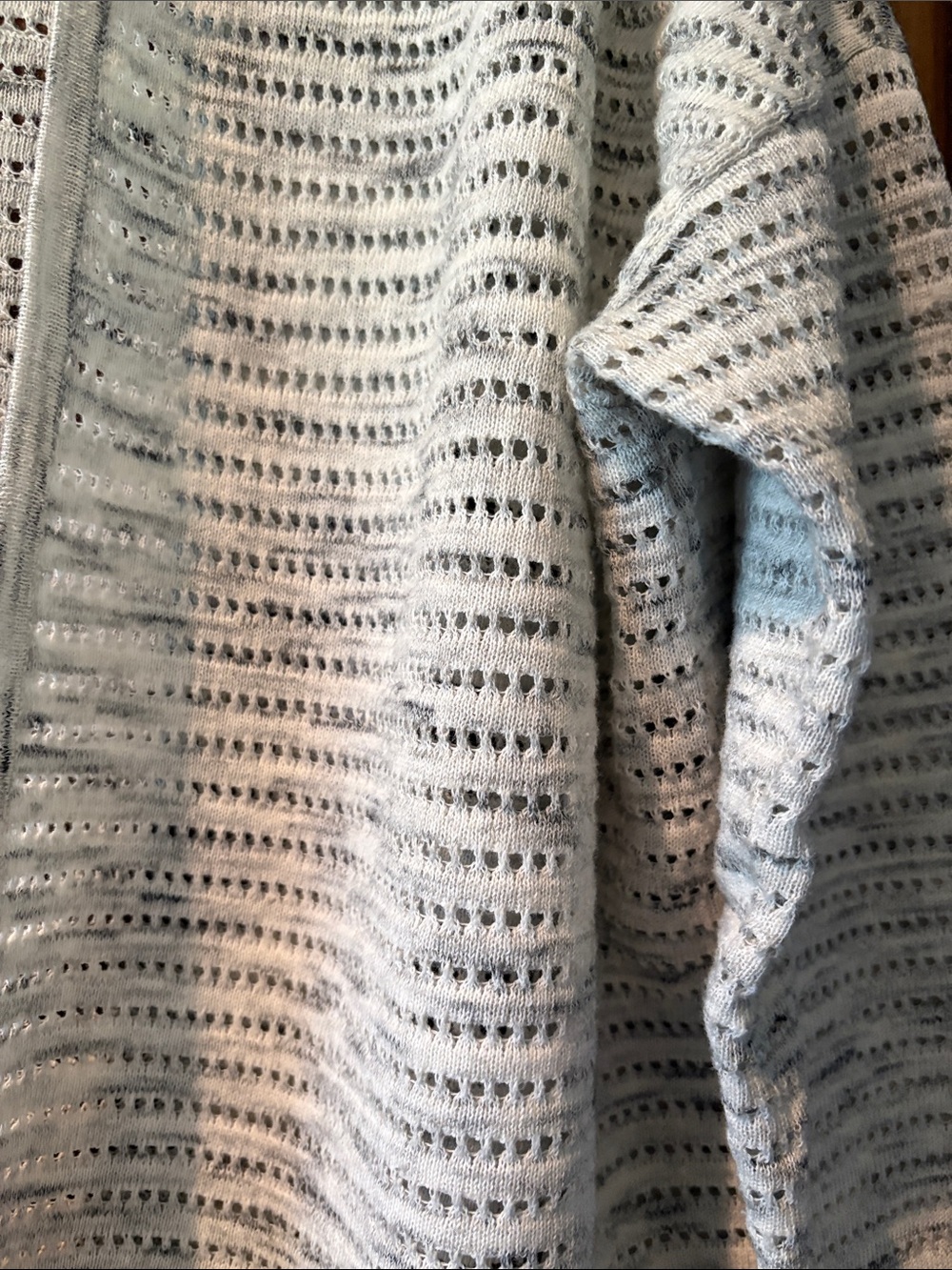 LOFT Open-Front Pointelle Cardigan - Light Gray - Picture 3 of 4